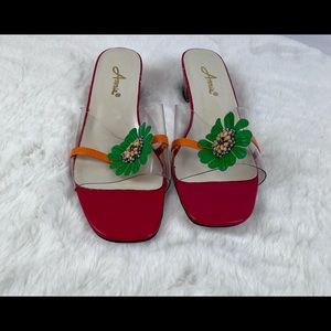 Annie Hot Pink Floral Kitten Heel - US Size 10M